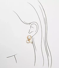 Pearlized Heart Cluster Hoop Earrings