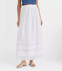 Scalloped Eyelet Pintucked Maxi Skirt