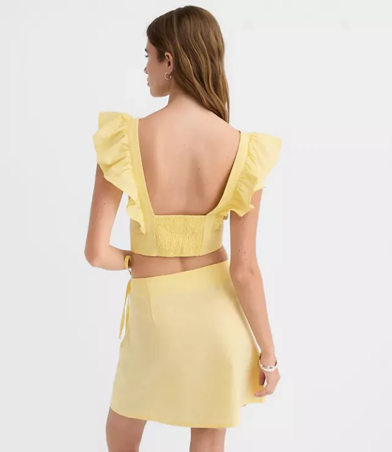 LOFT Beach Linen Cotton Mini Wrap Skirt