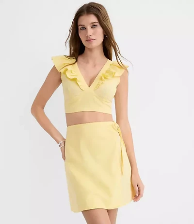 LOFT Beach Linen Cotton Mini Wrap Skirt