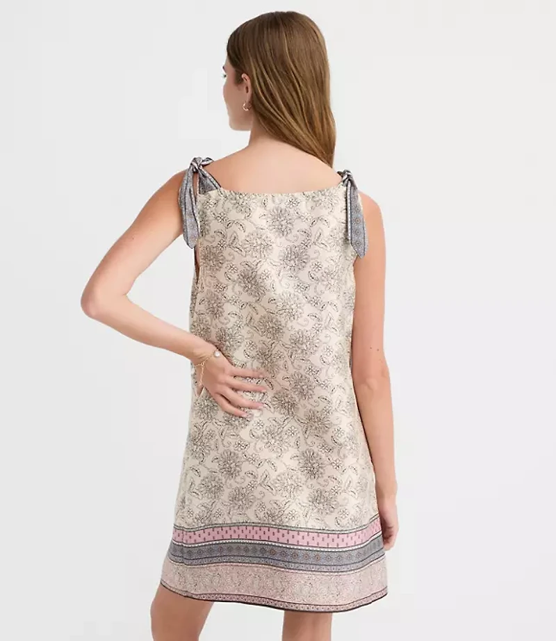 Patchwork Tie Strap Mini Pocket Dress