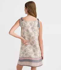 Patchwork Tie Strap Mini Pocket Dress