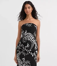 Petite Ruched Linen Blend Strapless Top