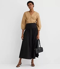 Petite Yoke Poplin Maxi Skirt