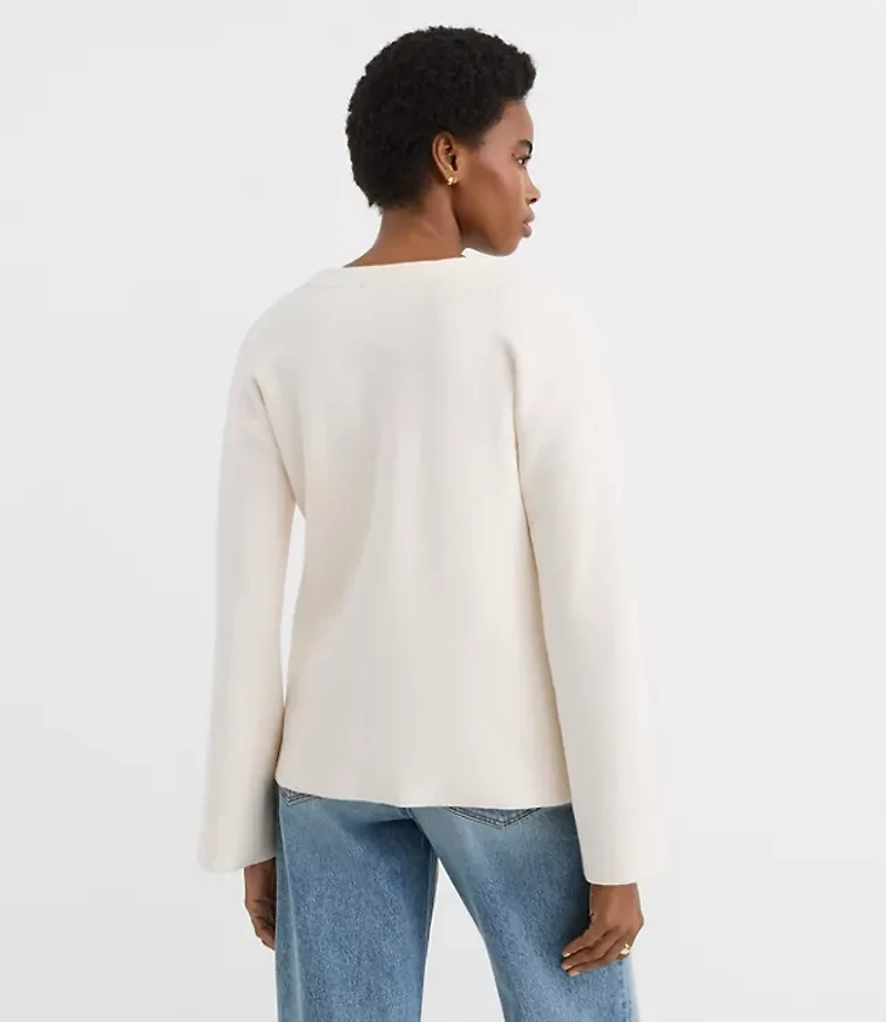 Petite Hammered Metallic Button Sweater Jacket