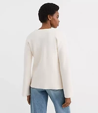 Petite Hammered Metallic Button Sweater Jacket