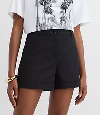 Petite Cuffed Shorts Doubleweave