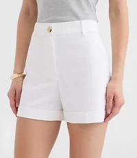 Petite Cuffed Shorts Doubleweave