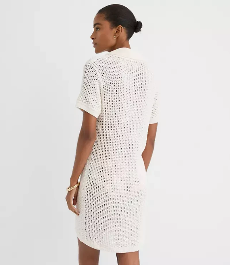 Petite LOFT Beach Crochet Swimsuit Coverup Polo Dress
