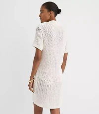 Petite LOFT Beach Crochet Swimsuit Coverup Polo Dress