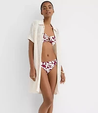 Petite LOFT Beach Crochet Swimsuit Coverup Polo Dress