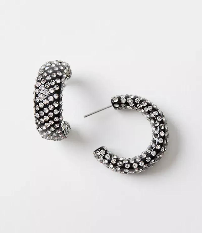 Pave Chunky Hoop Earrings