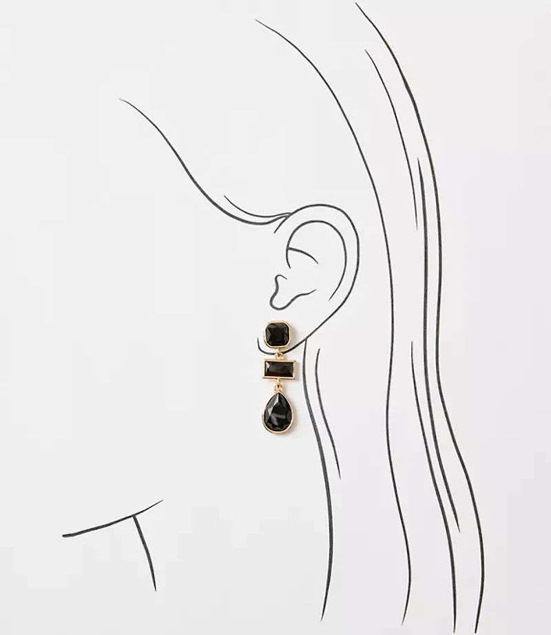 Crystal Triple Drop Earrings