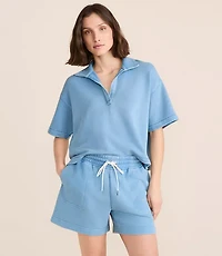 Petite Lou & Grey Denim Washed Terrysoft Polo Top
