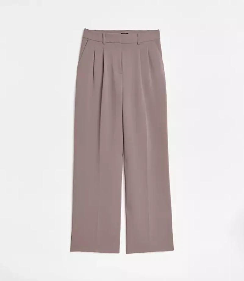 Tall LOFT Versa Crepe Drape Pleated Relaxed Straight Pants