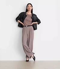 Tall LOFT Versa Crepe Drape Pleated Relaxed Straight Pants