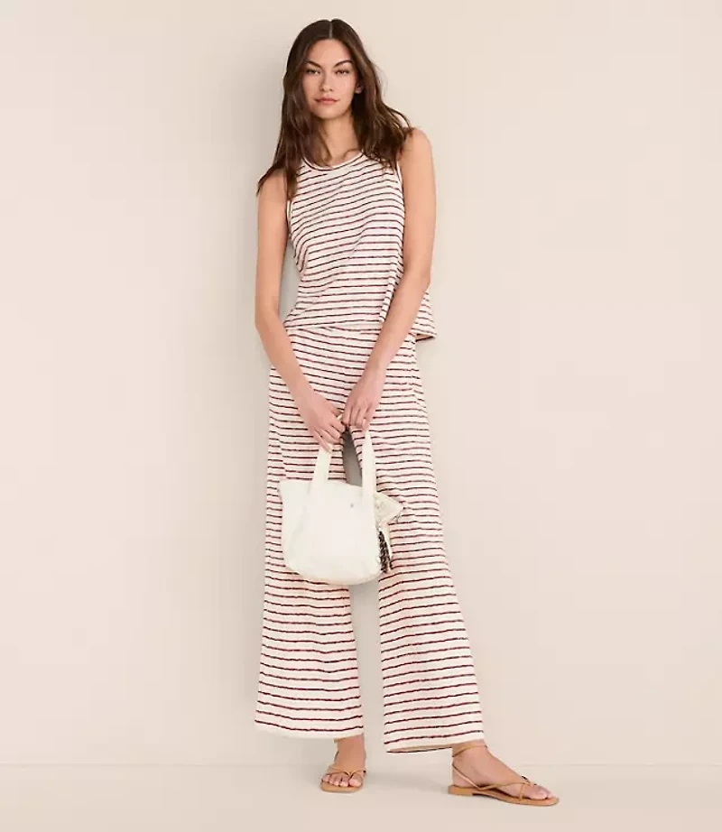 Petite Lou & Grey Striped Wide Leg Crop Pants