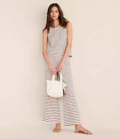 Petite Lou & Grey Striped Wide Leg Crop Pants