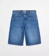 Rivete Curvy High Rise Denim Bermuda Shorts Dark Wash