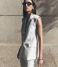 Petite LOFT Versa Luxe Lyocell Linen Sleeveless Blazer
