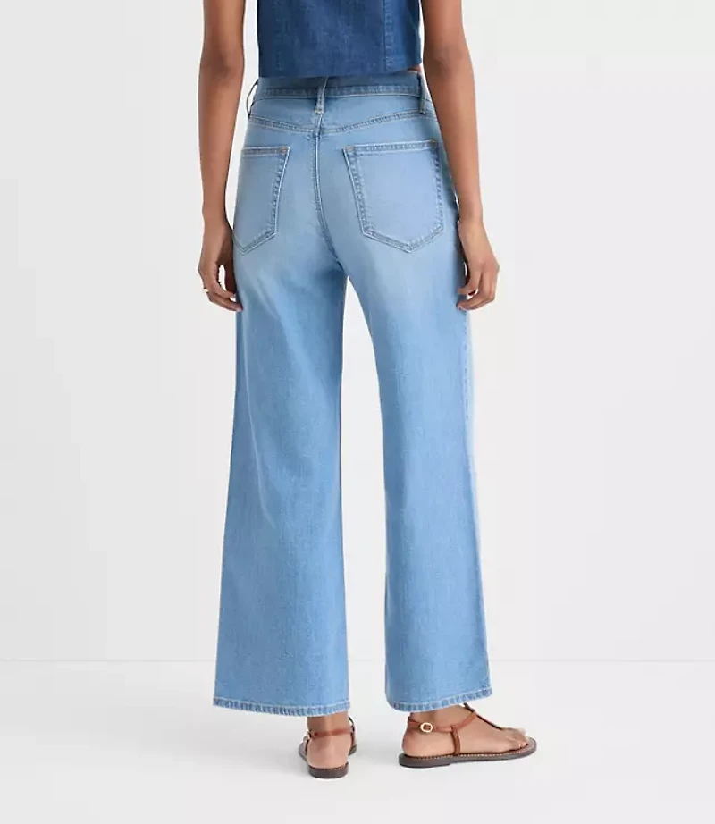 Rivete Tall Curvy High Rise Wide Leg Crop Jeans Bright Medium Stonewash