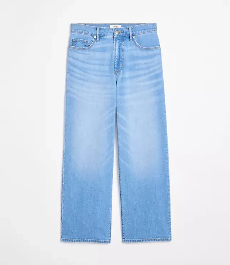 Rivete Tall Curvy High Rise Wide Leg Crop Jeans Bright Medium Stonewash