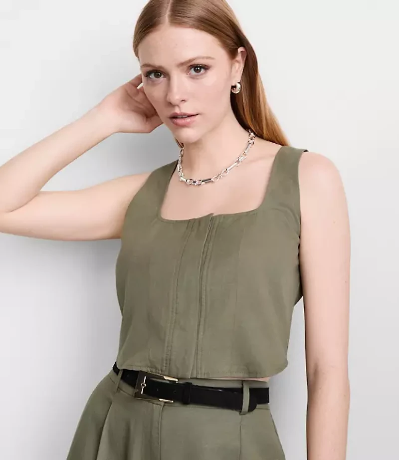 Petite LOFT Versa Pure Spun Square Neck Crop Top