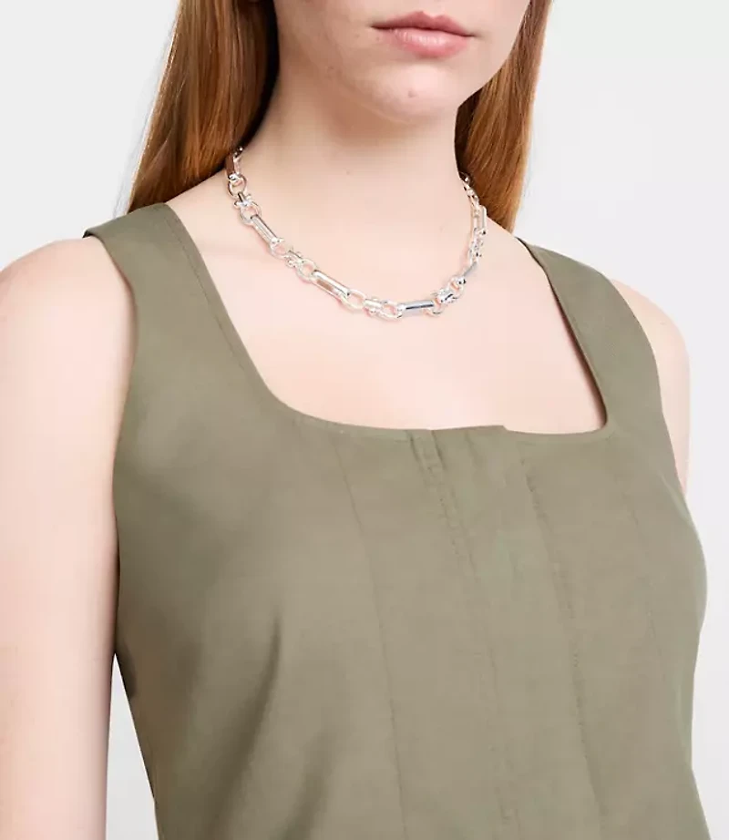 Petite LOFT Versa Pure Spun Square Neck Crop Top