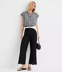 Palmer Wide Leg Crop Pants with Eyelet Hem