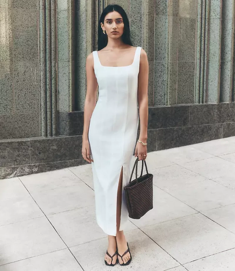 Petite LOFT Versa Luxe Lyocell Linen Midi Dress