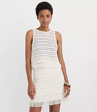 Petite LOFT Beach Stitchy Fringe Sweater Tank Top