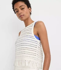 Petite LOFT Beach Stitchy Fringe Sweater Tank Top