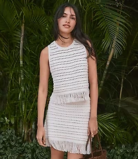 Petite LOFT Beach Stitchy Fringe Sweater Tank Top