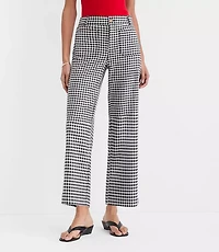 Curvy Palmer Wide Leg Crop Pants Gingham Cotton Linen