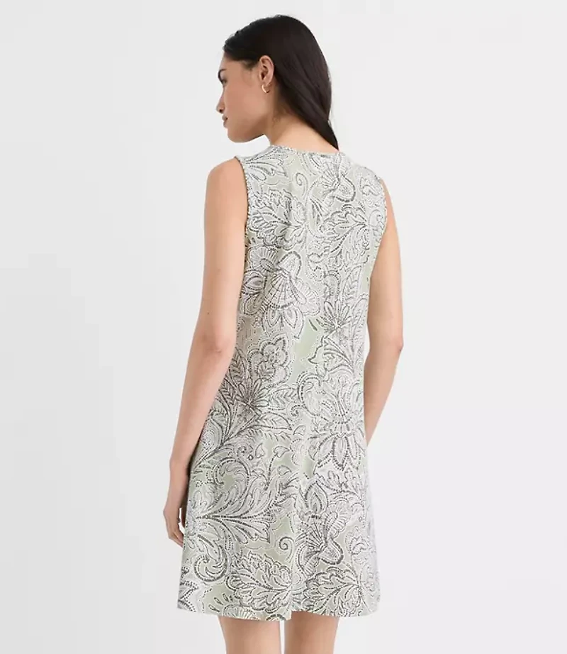 Floral Pintucked Bow Mini Pocket Dress