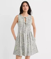 Floral Pintucked Bow Mini Pocket Dress