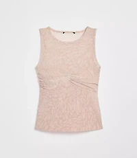 Petite LOFT Versa Animal Print Mesh Ruched Top