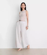 Petite LOFT Versa Animal Print Mesh Ruched Top