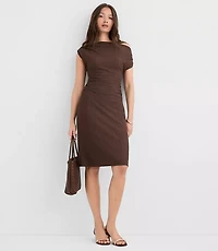 Stitchy Asymmetrical Ruched Mini Dress
