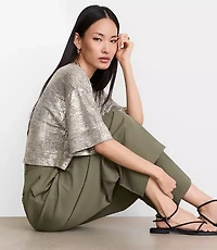 Petite LOFT Versa Metallic Cropped Relaxed Tee