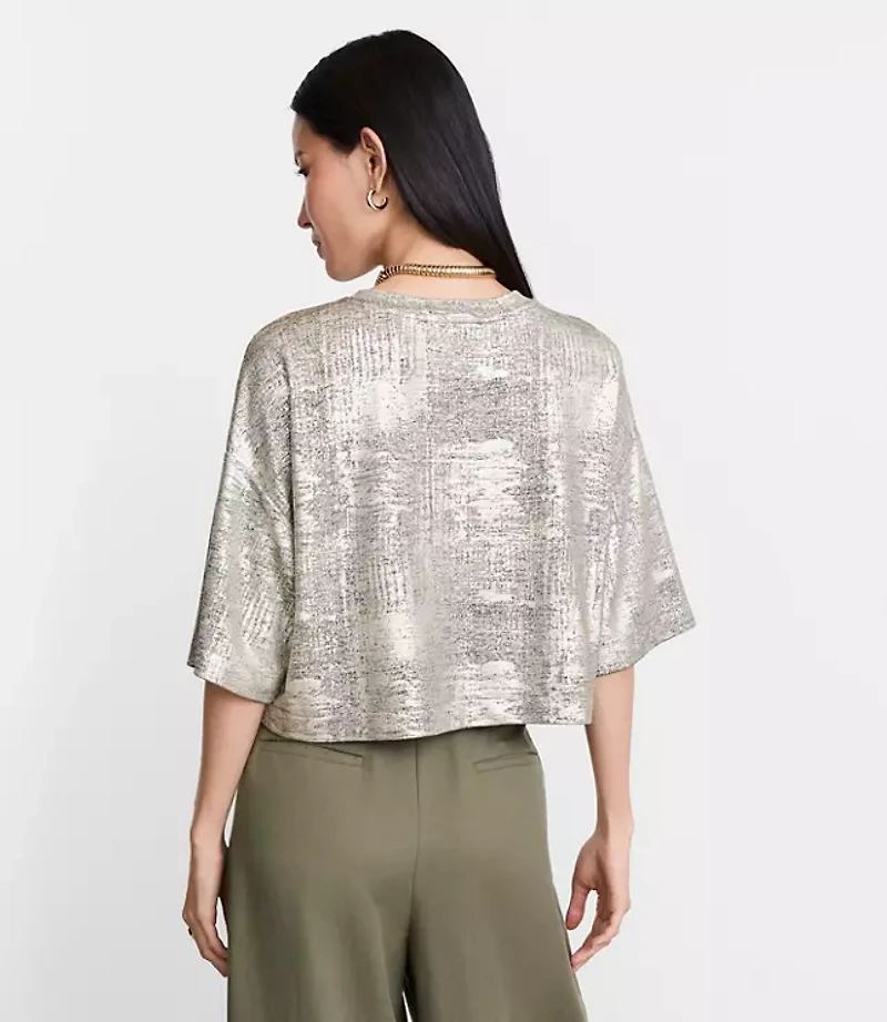 Petite LOFT Versa Metallic Cropped Relaxed Tee