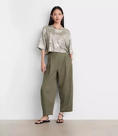 Petite LOFT Versa Metallic Cropped Relaxed Tee