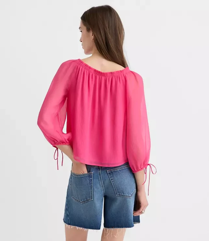 Tie Cuff Off The Shoulder Blouse