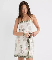 Palm Linen Cotton Sarong Mini Dress