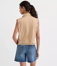 Eyelet Poplin Sleeveless Shirt