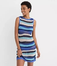 LOFT Beach Striped Tie Back Mini Swimsuit Coverup Dress