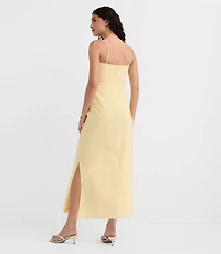 Sun Palm Linen Cotton Cutout Twist Midi Dress