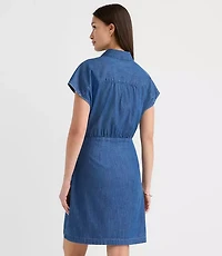 Chambray Wrap Mini Shirtdress