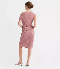 Hibiscus Stitchy Asymmetrical Ruched Mini Dress