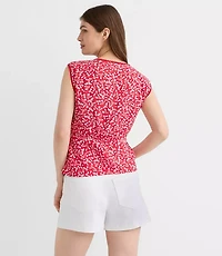 Floral Lace Trim Cap Sleeve Top
